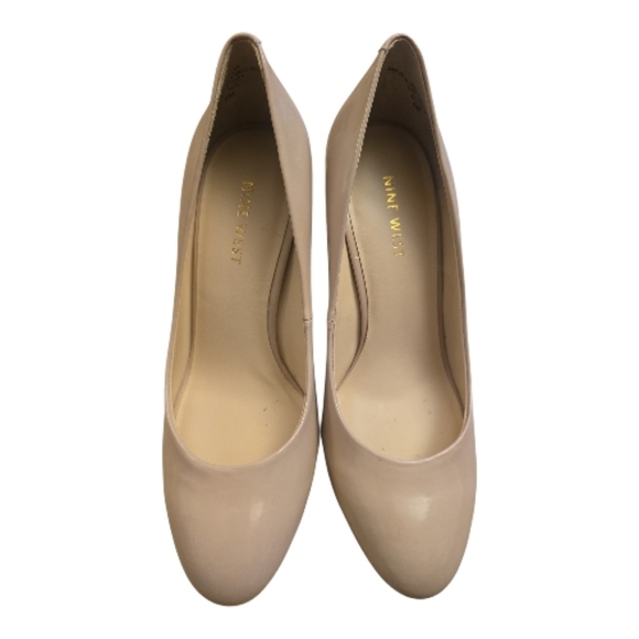 Nine West Women's Nude Beige Pink Pump Patent Leather Heels Size 6 - Picture 2 of 7